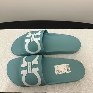 Teal Mens FEERAGAMO slides size 11 NWT